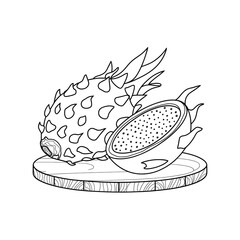 hand drawn vector illustration of a dragon fruit coloring page 