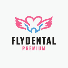 Spread Wings and Tooth Logo Concept Template Design