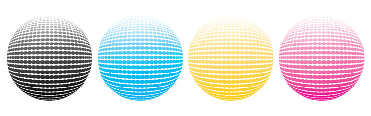 CMYK dot pattern background. Halftone dotted prepress color ink texture. Vector abstract printed production design. Postscript rip chart illustration