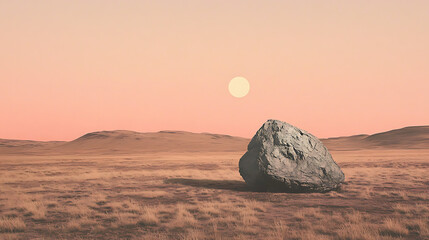 Solitary Rock in a Dry Plain Under a Pale Pink Sky, Textarea