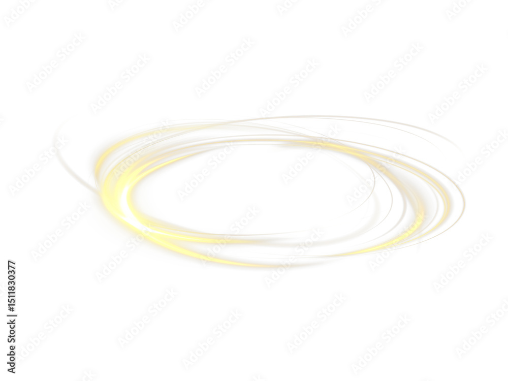 Fototapete golden light circle and neon ring on transparent background. glowing portal effect with shining circ