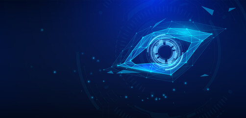 Technology style eye cyber background image. Technology graphic design background. Vector illustration. Vector Abstract technology circuit lines. Technology vector background.Eps10 vector illustration