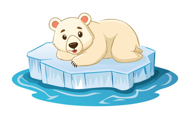 Adorable Polar Bear Resting on Ice
