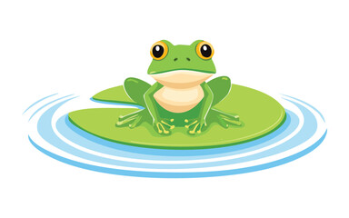 Peaceful Green Frog on Lily Pad