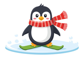 Cute Penguin with Red Scarf