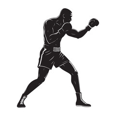 Boxer vector illustration in fighting pose silhouette