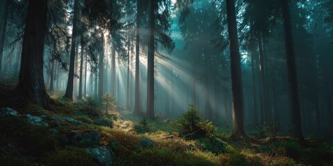 Fototapeta premium Tranquil Forest in Golden Morning Light