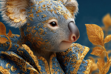 Obraz premium Beautifully detailed koala adorned ornate patterns and golden