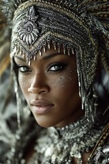 black woman with traditional african headdress