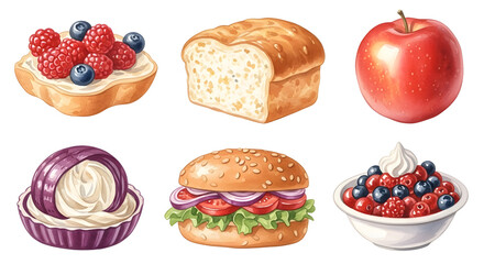 Rustic Watercolor Bakery Selection on White