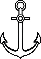 Classic Nautical Vector – Navy Anchor with Rope in Black Line Art