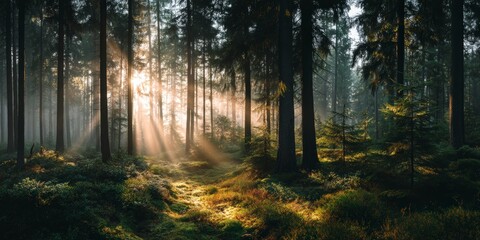 Fototapeta premium Ethereal Light in Pine Wilderness