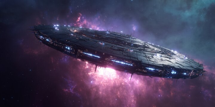 Gigantic Space Vessel Beneath the Stars