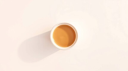 Overhead Bird's-Eye View Photorealistic Coffee Cup Mockup with Warm Lighting