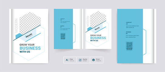 Abstract Corporate business brochure cover page annual report book cover profile design template elegant modern editable text file