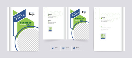 Abstract Corporate business brochure cover page annual report book cover profile design template elegant modern editable text file