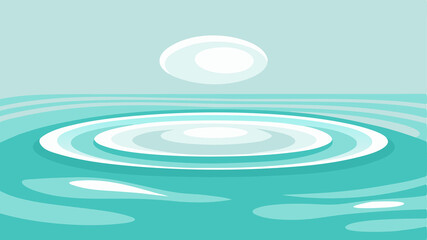 Artistic illustration of water ripples and a floating white object in a minimal style