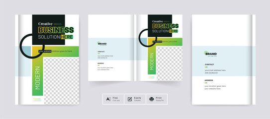 Abstract Corporate business brochure cover page annual report book cover profile design template elegant modern editable text file