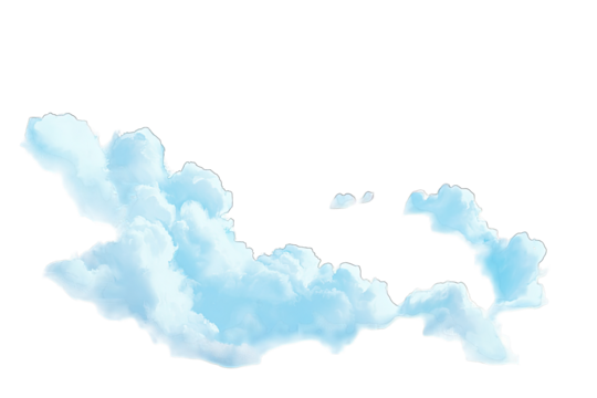Light-blue cloud formation, outlined in cyan, against a black background