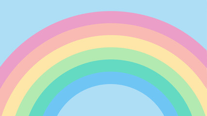 Obraz premium Colorful pastel rainbow arching across a light blue screen background for decoration
