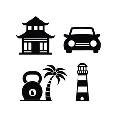 Mixed Theme Vector Icon Set Architecture, Fitness & Nature.