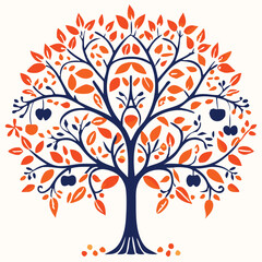 Fototapeta premium Eucalyptus trees icon set on white background. Stylized olive tree with lush green leaves. Decorative Stylized Tree Vector Set – Colorful Seasonal Trees with Leaves and Fruit for Nature vector design.