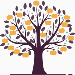 Fototapeta premium Eucalyptus trees icon set on white background. Stylized olive tree with lush green leaves. Decorative Stylized Tree Vector Set – Colorful Seasonal Trees with Leaves and Fruit for Nature vector design.