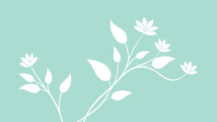 Elegant white floral vector design on a soft pastel aqua screen background wallpaper