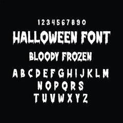 Bloody Frozen Halloween Font Alphabet and Numbers for Spooky Designs