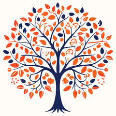 Obraz premium Eucalyptus trees icon set on white background. Stylized olive tree with lush green leaves. Decorative Stylized Tree Vector Set – Colorful Seasonal Trees with Leaves and Fruit for Nature vector design.