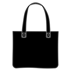 Minimalist black shopper bag icon with handles, perfect for shopping and retail design. Transparent background