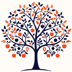 Obraz premium Eucalyptus trees icon set on white background. Stylized olive tree with lush green leaves. Decorative Stylized Tree Vector Set – Colorful Seasonal Trees with Leaves and Fruit for Nature vector design.