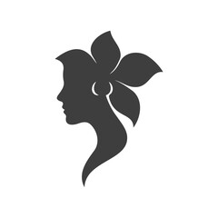 Woman Silhouette with Flower Crown for Beauty Logo