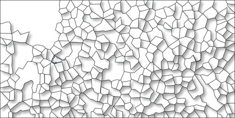 Obraz premium Abstract geometric pattern illustration depicting a cellular structure formed by interconnected black lines with a subtle shadow effect across a white background.
