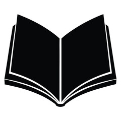 Open Book Silhouette Pages Flying Free, book - black and white vector symbol illustration of an open book, white background, Open book icon simple black silhouette knowledge symbol vector illustration