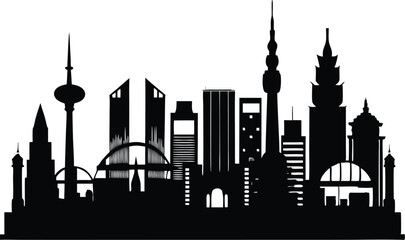 Obraz premium Famous City Skylines, City Vector Design, City silhouettes