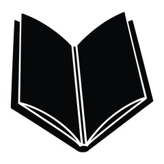 Open Book Silhouette Pages Flying Free, book - black and white vector symbol illustration of an open book, white background, Open book icon simple black silhouette knowledge symbol vector illustration