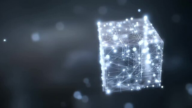 3D Wireframe Hypercube Rotating in Zero Gravity with Gridlines