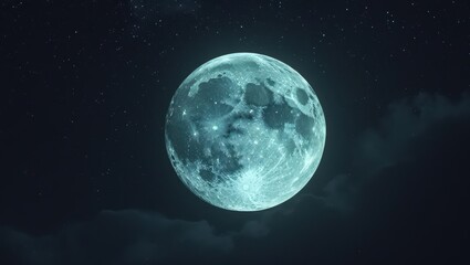 Obraz premium Ultra Realistic Full Moon in Starry Night Sky