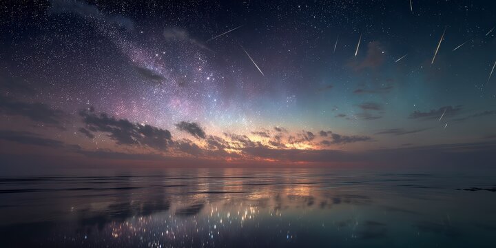 Astronomy Scene with Meteor Rain