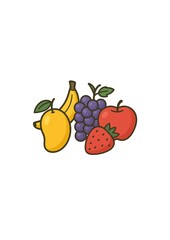 Mixed Fruits Vector Pack (Banana, Apple, Strawberry, Grapes, Mango)