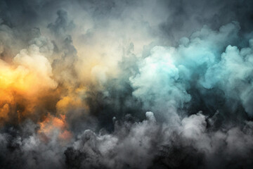 Watercolor with smoke-like diffusion and raw mineral texture