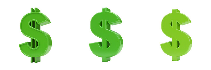 Fototapeta premium 緑鮮やかドル記号三つ並列
