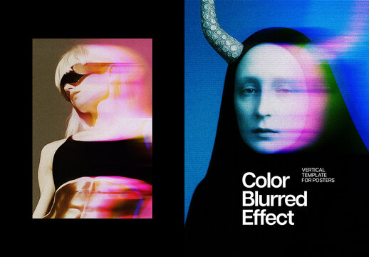 Motion Blur Poster Photo Effect Mockup