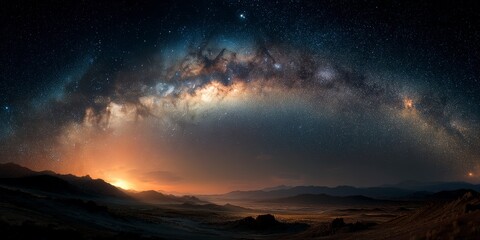 Obraz premium Glowing Galactic Horizon in an Alien World