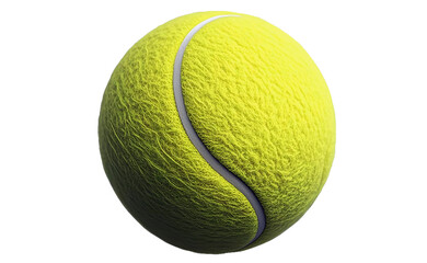 yellow tennis ball with fuzzy texture and visible seams on white background