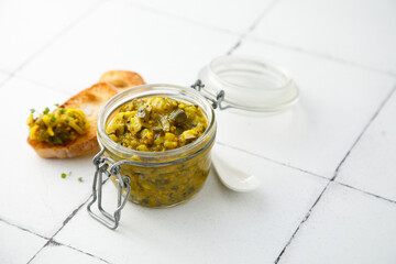 Homemade cucumber relish or chutney