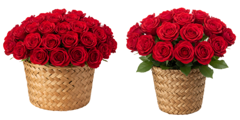 赤バラ 籠盛 豪華な花束