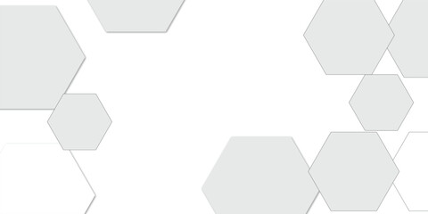 Fototapeta premium Geometric Technology White Hexagon Background, Abstract Vector Illustration of Science, Technology and Medical Concept Hexagon on Transparent Background.