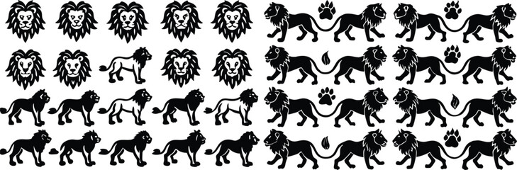 Minimalist Lion Line Art Vector – Cartoon Style Black and White Illustration

